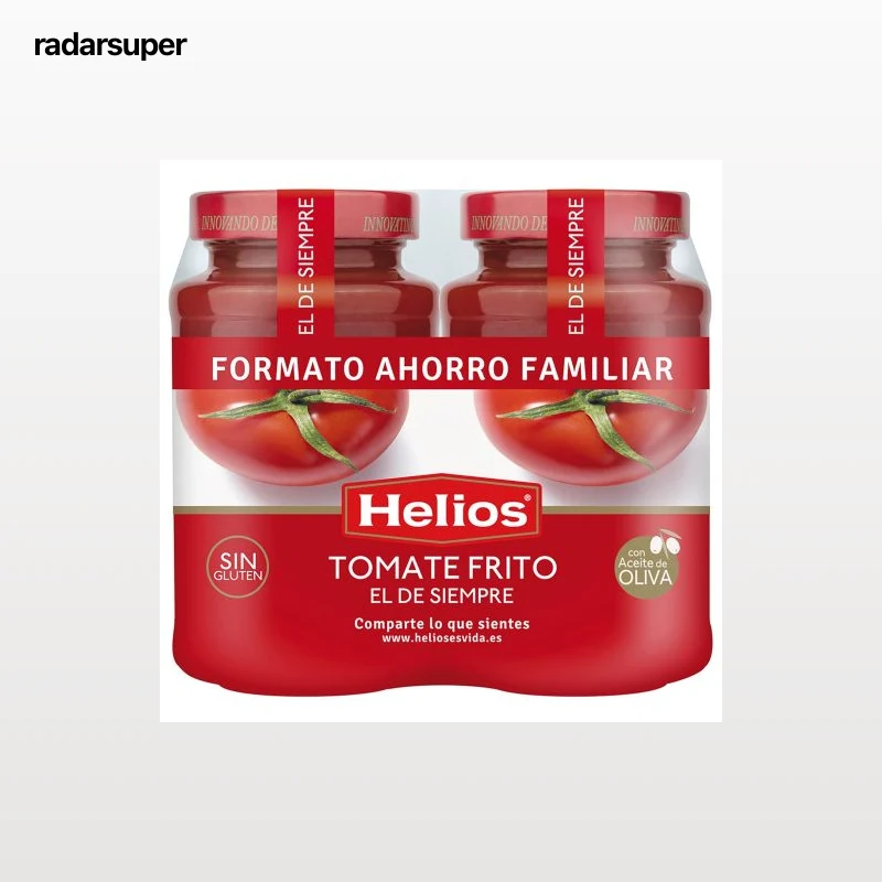 Tomate frito Helios sin gluten pack de 2 tarros de 570 g.