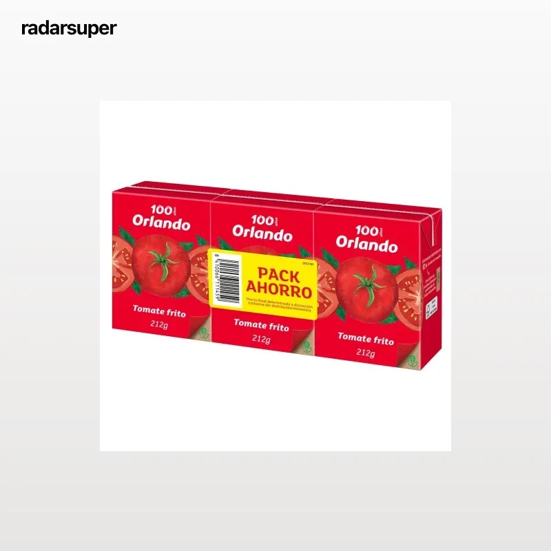 Tomate frito Orlando sin gluten pack de 3 briks de 212 g.