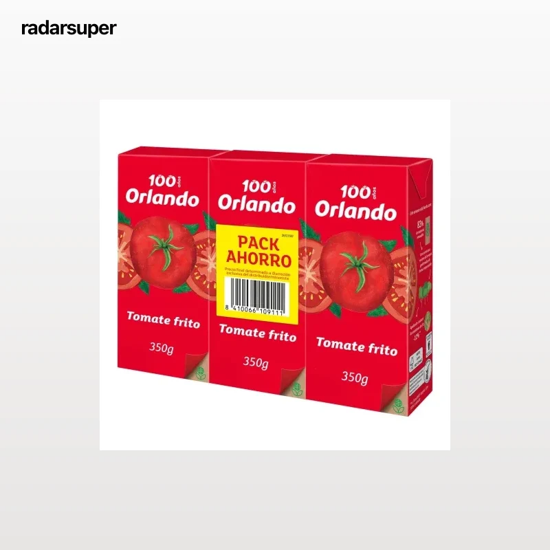 Tomate frito Orlando sin gluten pack de 3 unidades de 350 g.