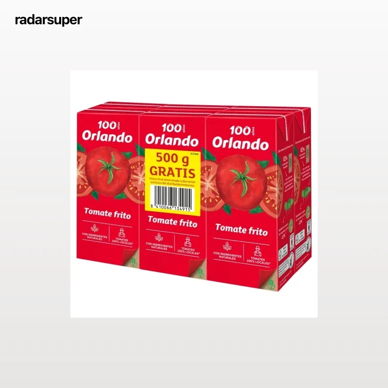 Tomate frito Orlando sin gluten pack de 6 briks de 350 g.