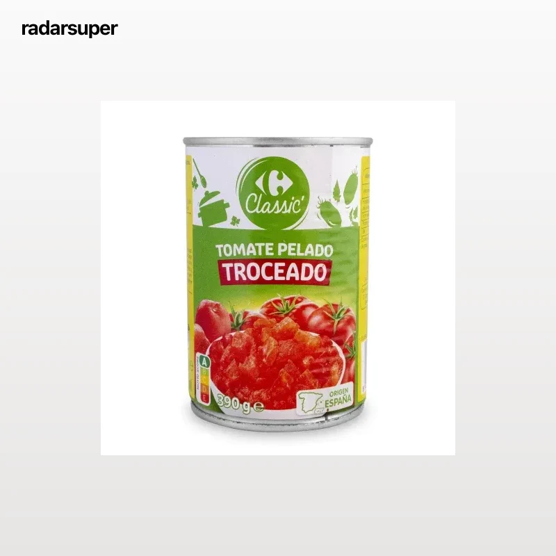 Tomate pelado troceado Classic Carrefour 390 g.