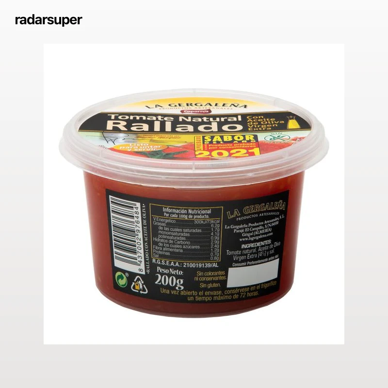 Tomate rallado aceite oliva extra La Gergaleña 200g