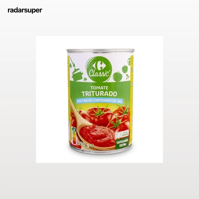 Tomate triturado contenido bajo de sal Carrefour 390 g.