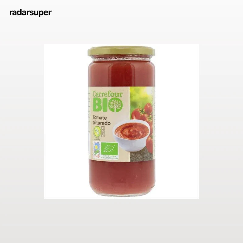 Tomate triturado primera ecológico Carrefour Bio sin gluten 660 g.