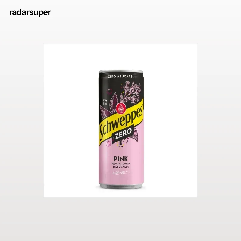 Tonica pink zero Schweppes lata 33 cl.