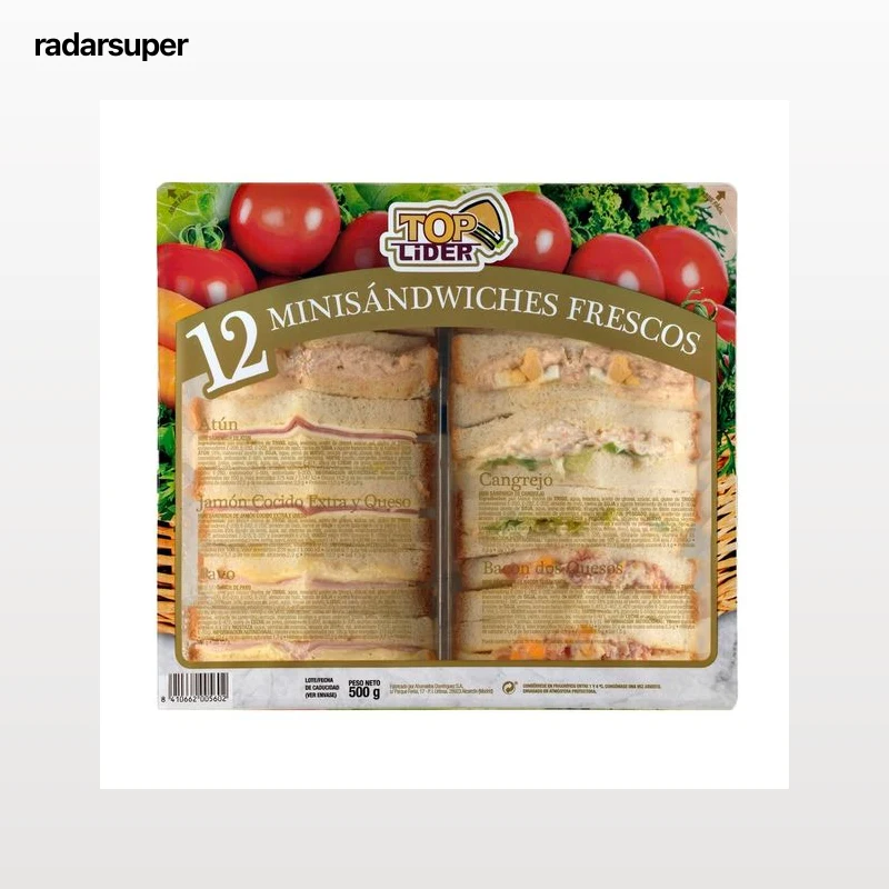 TOP LIDER Mini sandwiches variados de pan blanco TOP LIDER 10 uds.