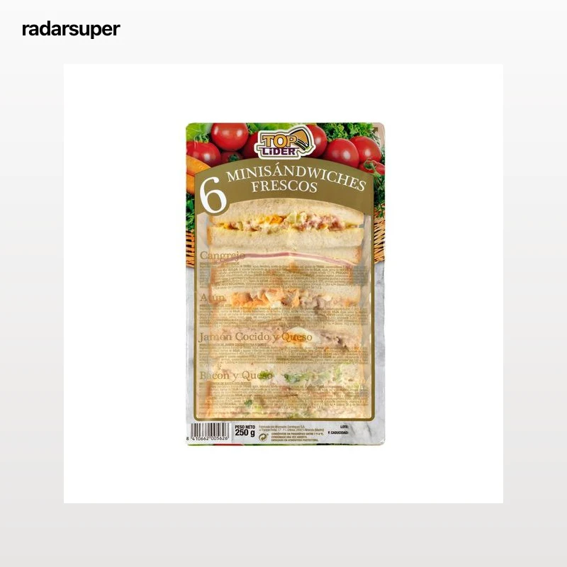 TOP LIDER Mini sandwiches variados de pan blanco TOP LIDER 6 uds.