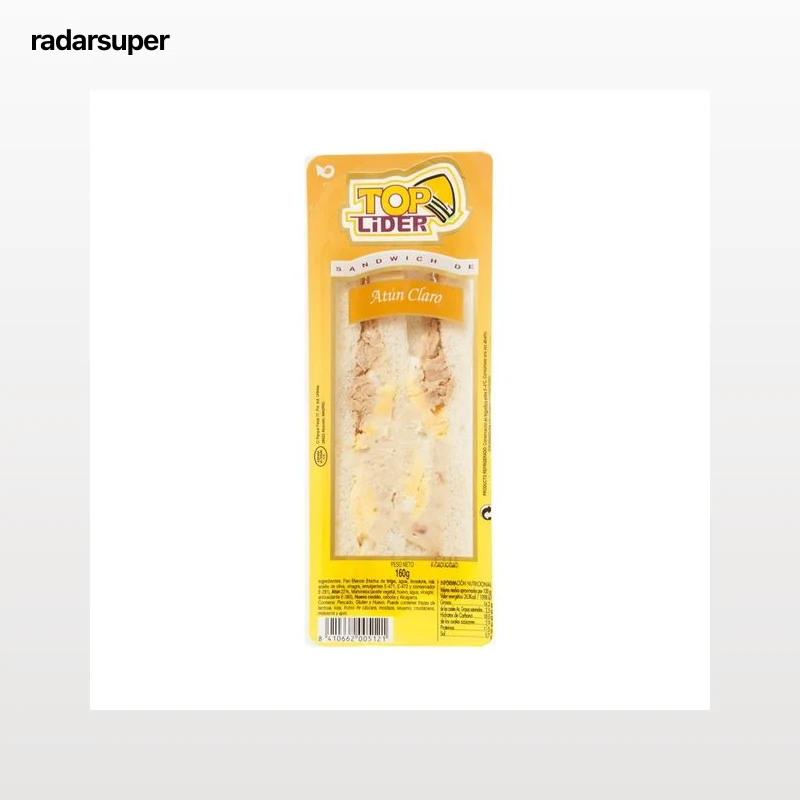 TOP LIDER Sandwich de pan blanco con atún claro TOP LIDER 160 g.