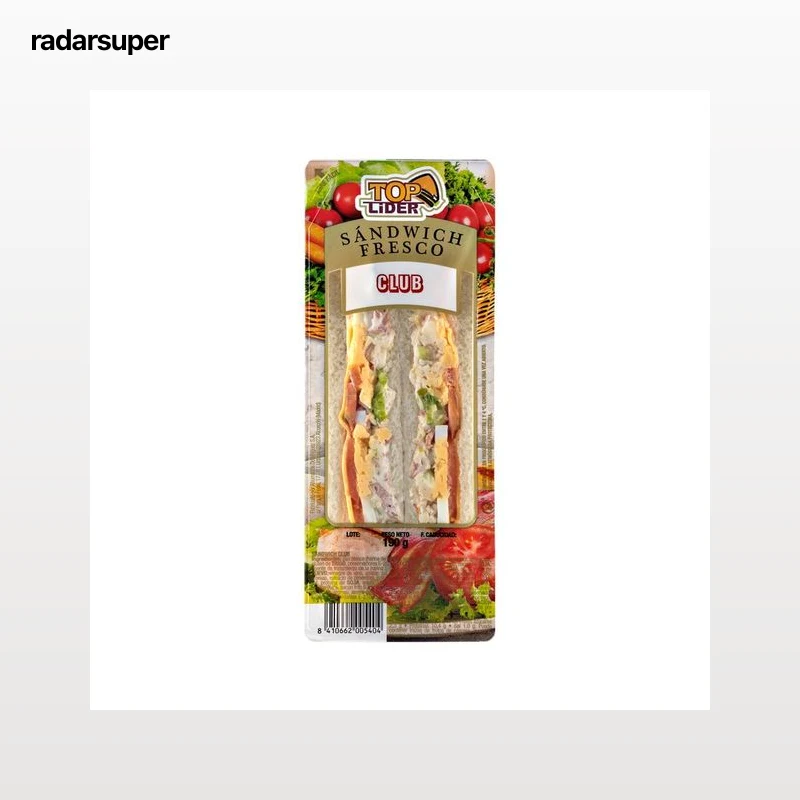 TOP LIDER Sandwich de pan blanco con mahonesa, pollo asado y queso TOP LIDER 190 g.