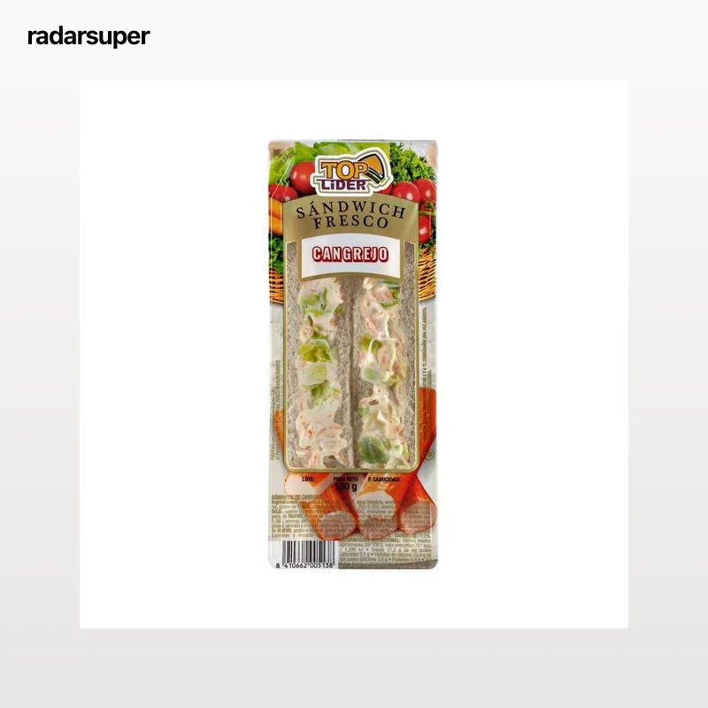 TOP LIDER Sandwich de pan blanco relleno de preparado de cangrejo TOP LIDER 180 g.