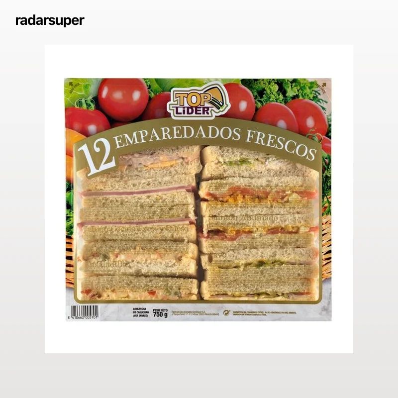 TOP LIDER Sandwiches surtidos de pan blanco sin corteza TOP LIDER 12 uds.