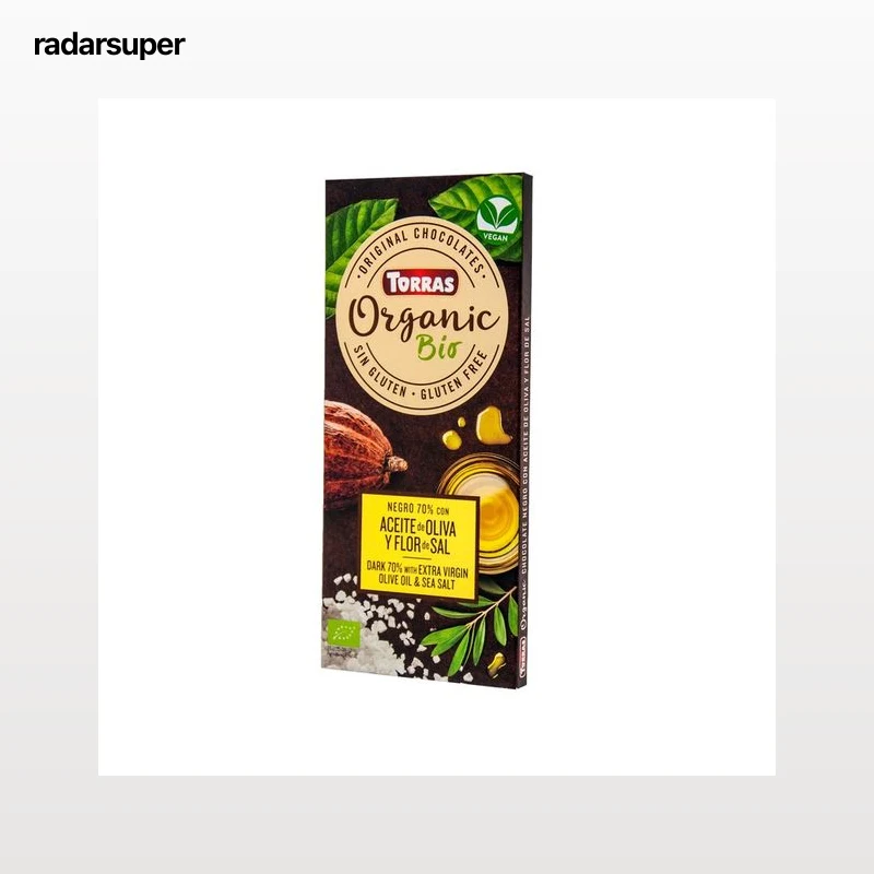 TORRAS Chocolate negro 70 % cacao con aceite de oliva y flor de sal ecológico TORRA ORGANIC 100 g.