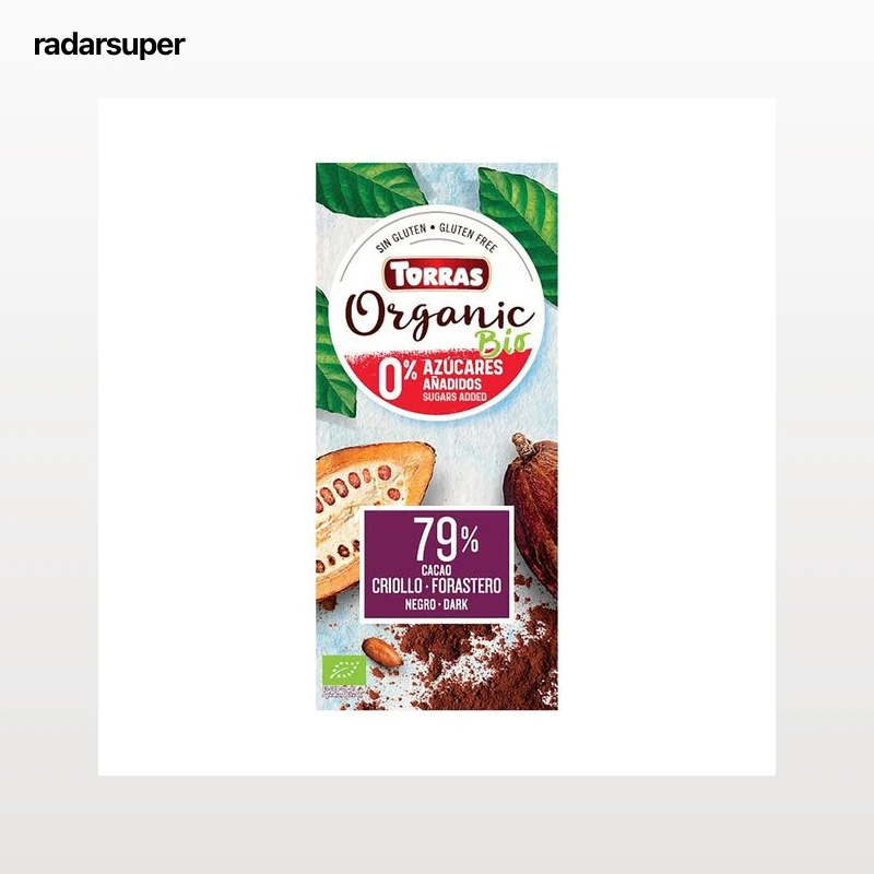 TORRAS Chocolate negro 79% de cacao, ecológico TORRAS 100 g.