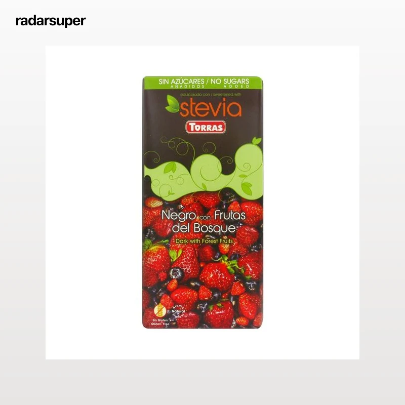 TORRAS Chocolate negro frutos del bosque con stevia 125 g.