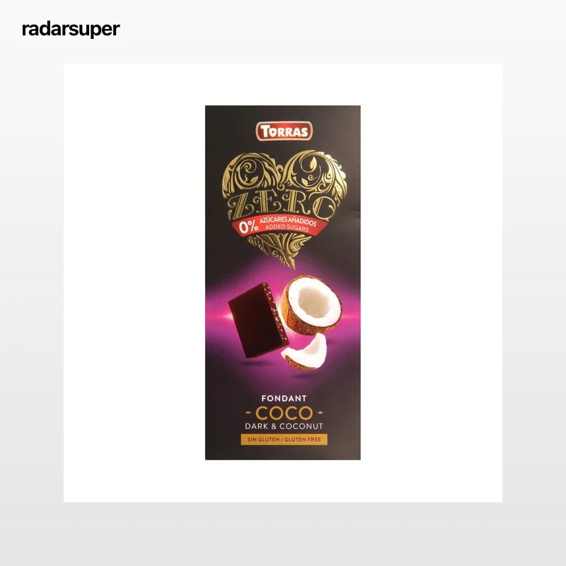 TORRAS Chocolate negro sin azucares añadidos, negro, coco 125 g.