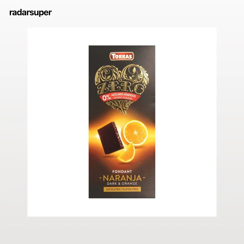 TORRAS Chocolate sin azucares añadidos, negro, naranja 125 g.
