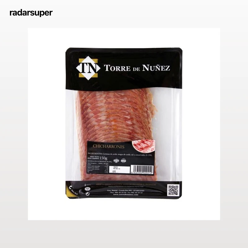 TORRE DE NÚÑEZ Chicharrones de cerdo cortados en finas lonchas TORRE DE NUÑEZ 150 g.