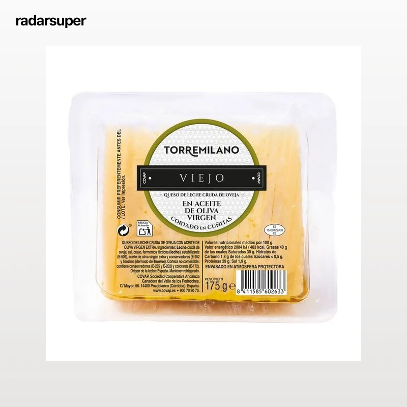 TORREMILANO Queso de oveja cortado en aceite de oliva virgen TORREMILANO 200 g.