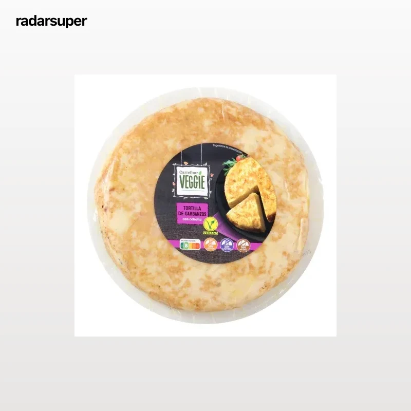 Tortilla de garbanzos con cebolla Carrefour Veggie sin gluten sin lactosa 500 g.