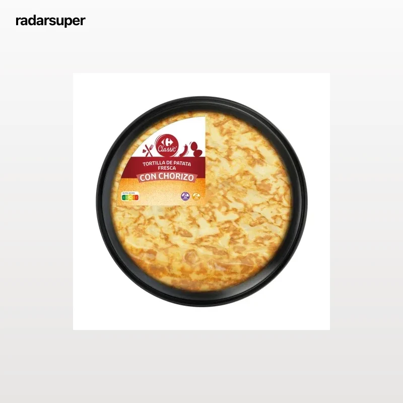 Tortilla de patatas con chorizo Carrefour Classic sin gluten y sin lactosa 600 g.