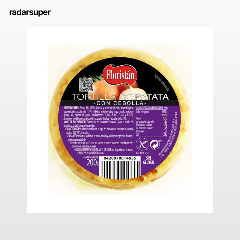 Tortilla de patatas con cebolla, lista para calentar y comer FLORISTÁN 200 g.