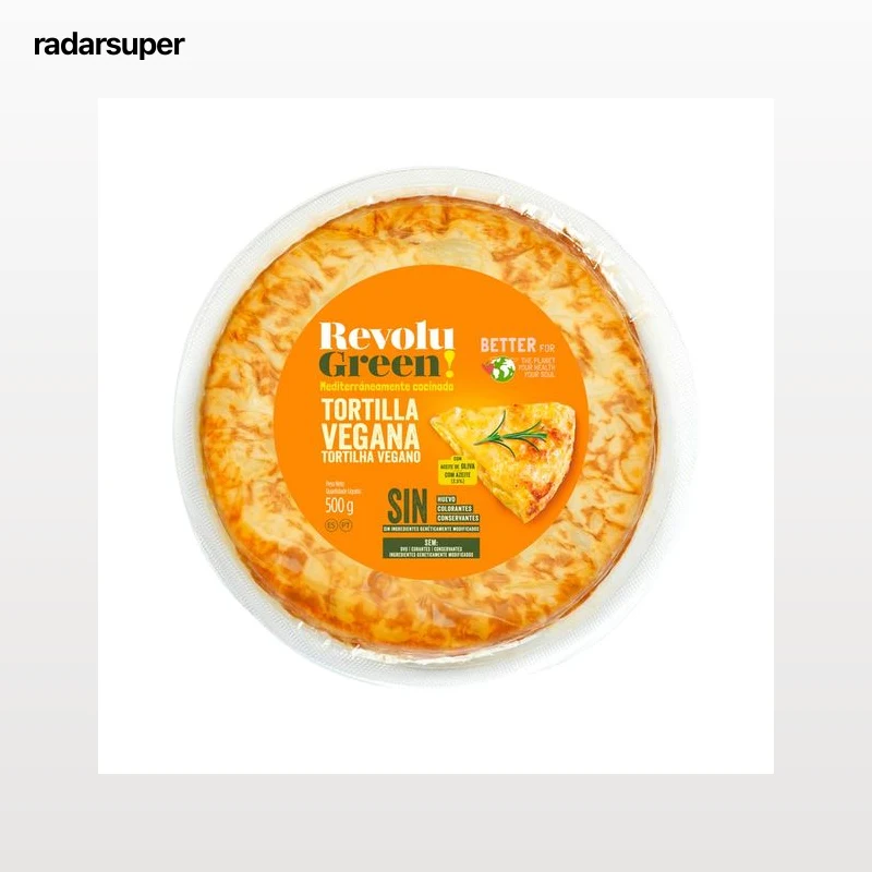 Tortilla vegana sin huevo, ni colorantes ni conservantes REVOLU GREEN 500 g.