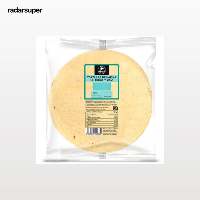 Tortillas de harina de trigo y maíz Carrefour 320 g