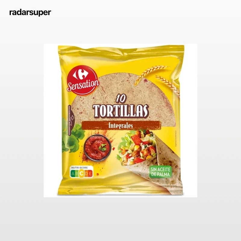 Tortillas de trigo integral Carrefour Sensation sin aceite de palma 10 ud.