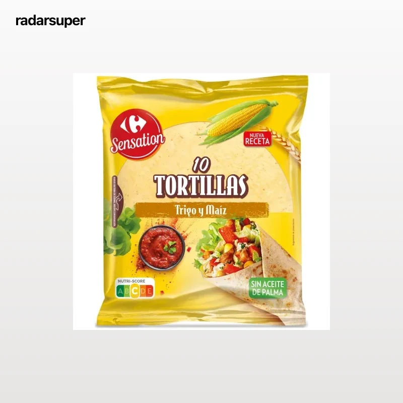 Tortillas de trigo y maíz Carrefour Sensation sin aceite de palma 10 ud.