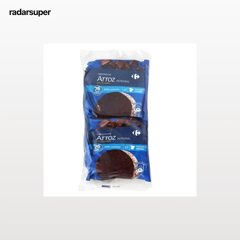 Tortitas de arroz integrales con chocolate Carrefour 130 g.