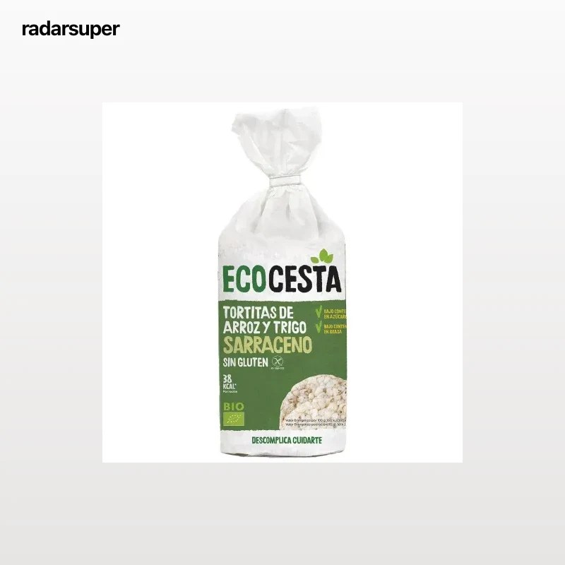 Tortitas de arroz y trigo sarraceno ecológicas EcoCesta sin gluten 100 g.