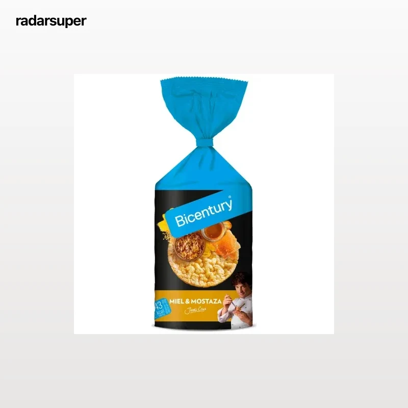 Tortitas de maíz sabor miel y mostaza Bicentury 123,5 g.