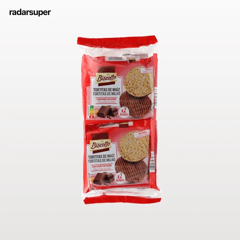 Tortitas de maíz recubiertas con chocolate con leche