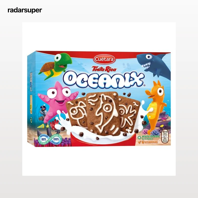 TOSTA RICA Oceanix de Cuetara Galletas de chocolate con divertidos dibujos marinos 400 g.