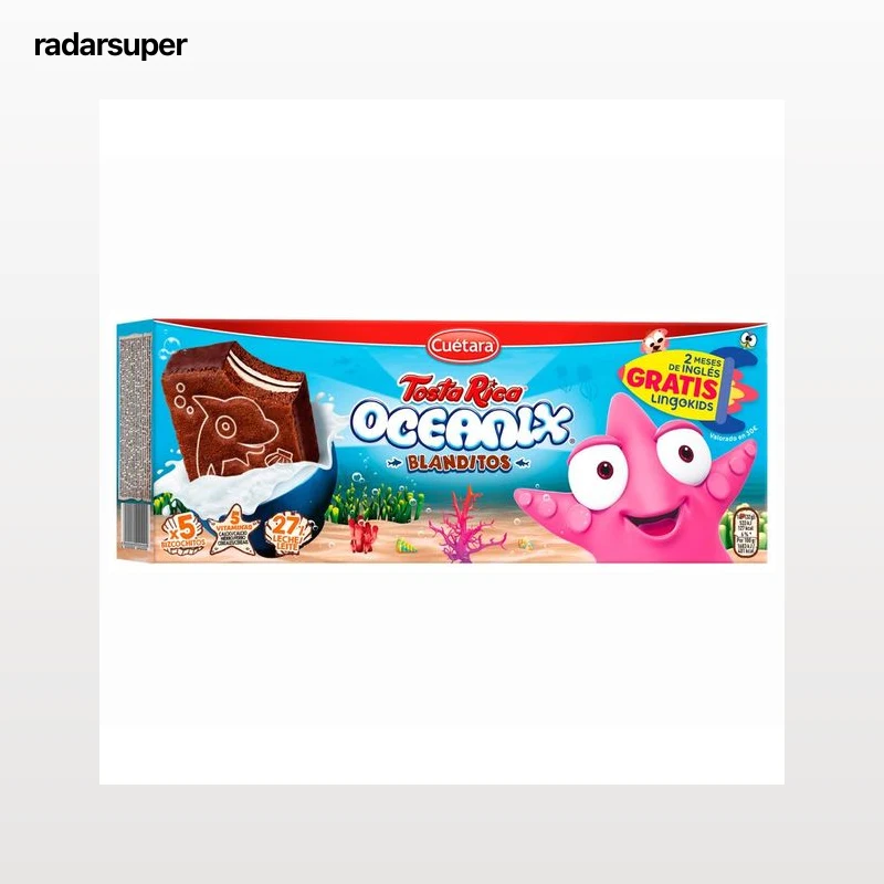 TOSTA RICA Oceanix Pastelitos de cacao rellenos de leche y chocolate 5 uds. 160 gr,