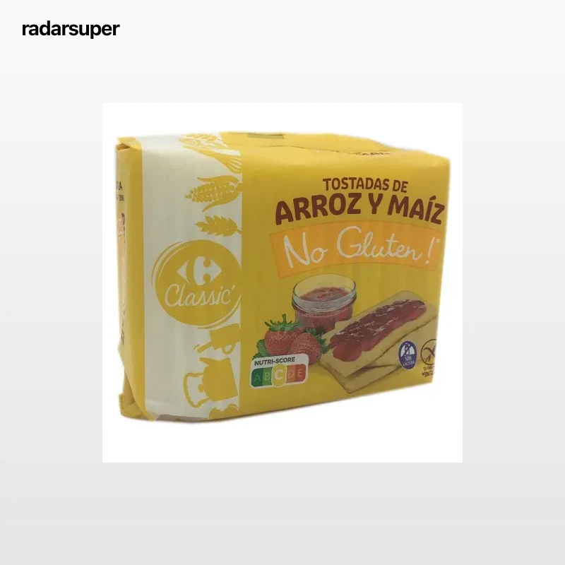 Tostadas de arroz y maíz Classic Carrefour sin gluten y sin lactosa 100 g.
