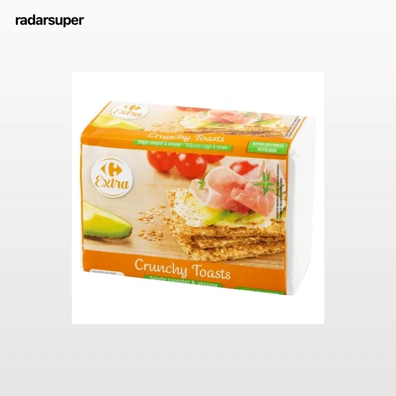 Tostadas de centeno integral y semillas de sésamo Extra Carrefour 250 g.