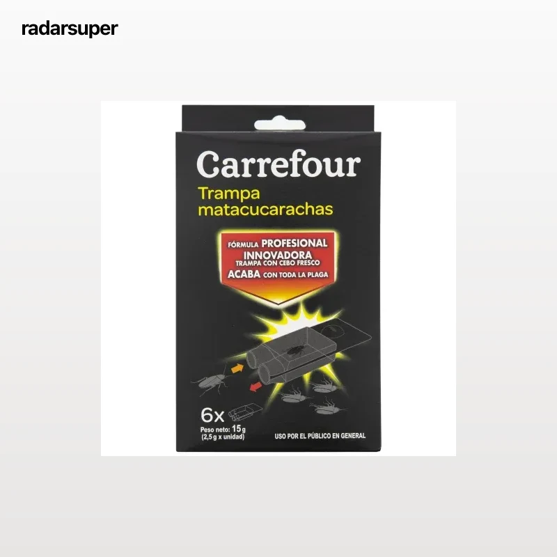 Trampa mata cucarachas Carrefour pack de 6 unidades de 2,5 g.
