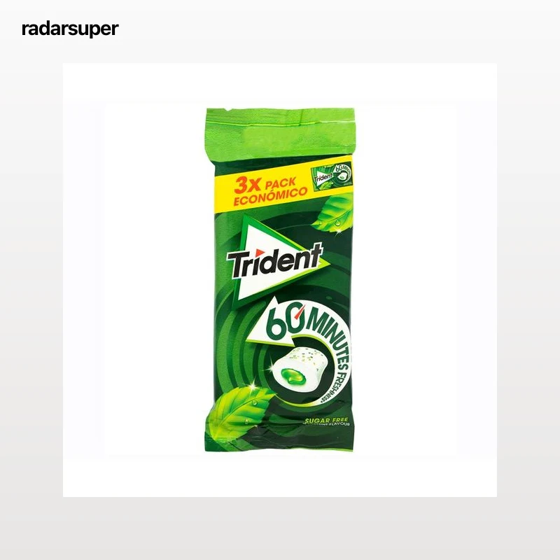 TRIDENT 60 MINUTES Chicles gragea de hierbabuena, 3 uds. x 60 g.