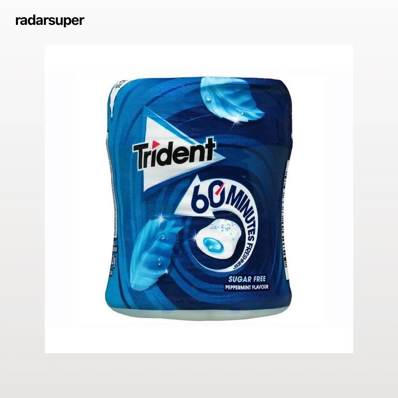 TRIDENT Chicle gragea sabor a menta, 60 minutos de frescura 72 g.