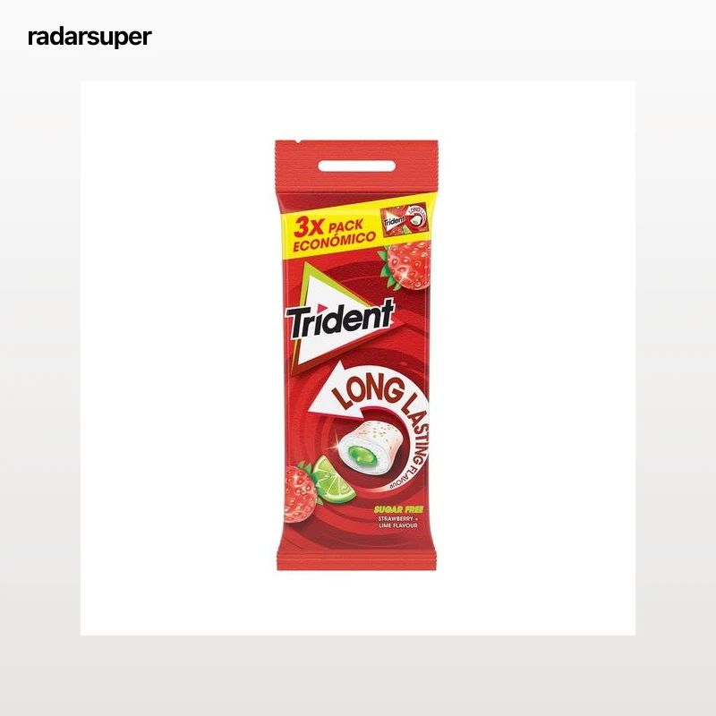 TRIDENT Chicle grajea fresa lima pack 3 unds. 66 gr.