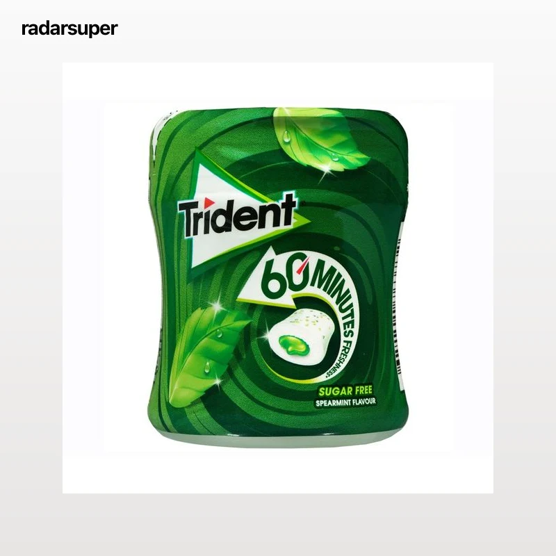 TRIDENT Chicles gragea sabor a hierbabuena, 60 minutos de frescura 68 g.
