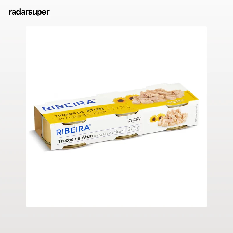 Trozos de atún en aceite de girasol Ribeira 3 x 52 g