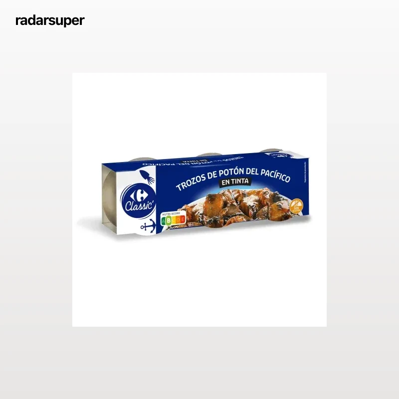 Trozos de potón en su tinta Classic Carrefour sin gluten 165 g.