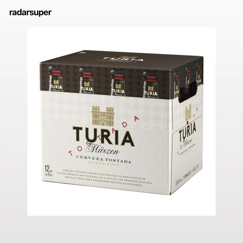 TURIA Cerveza tostada Valencia pack 12 botellas x 25 cl.