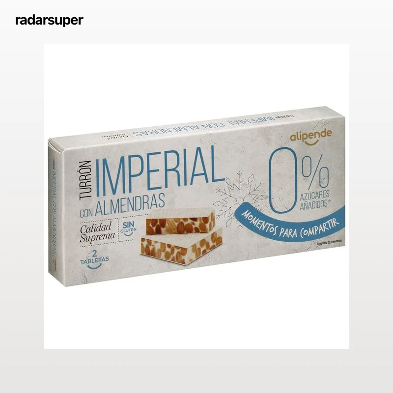 Turrón almendras imperial sin azúcar Alipende 200g