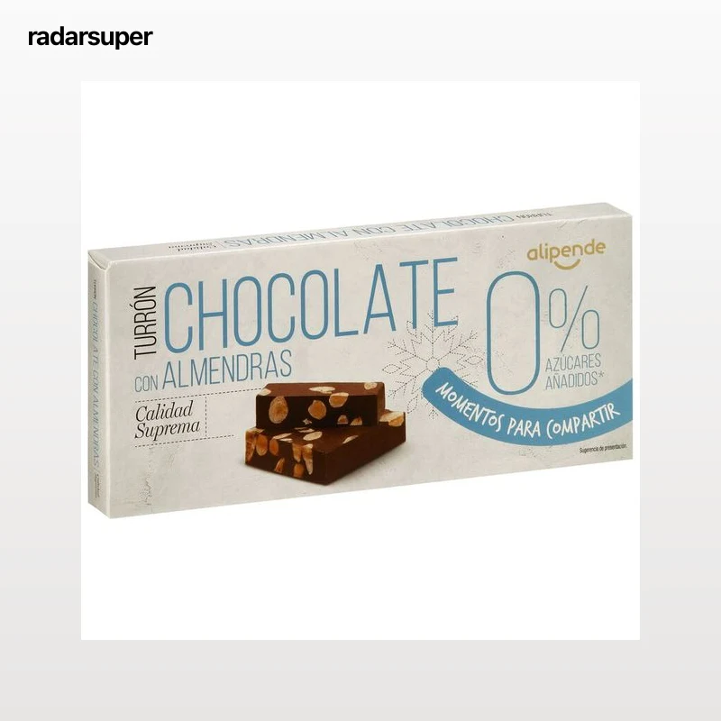 Turrón chocolate con almendra sin azúcar Alipende 200g