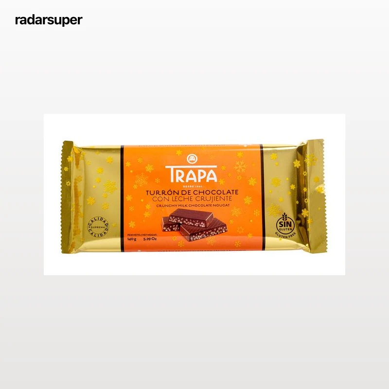 Turrón de chocolate crujiente con leche Trapa 140g