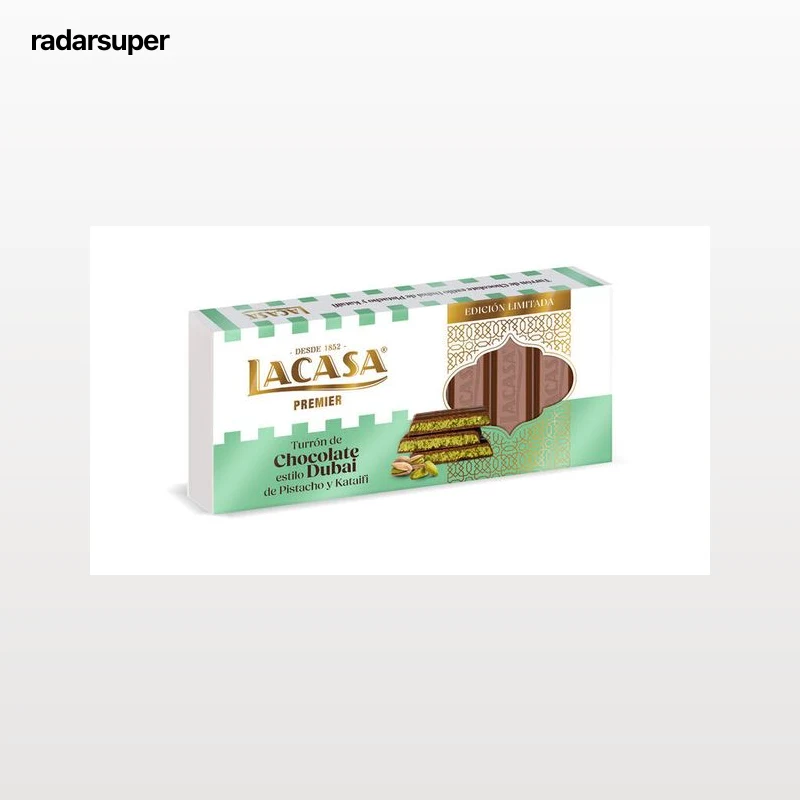 Turrón de chocolate Dubai con pistacho y kataifi Lacasa 225g
