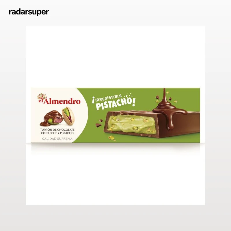 Turrón de chocolate con leche con pistacho El Almendro 150g